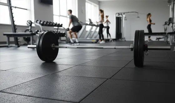 Amortiguación de impactos en loseta de caucho para gimnasio