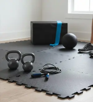 Piso rompecabezas en gimnasio en casa